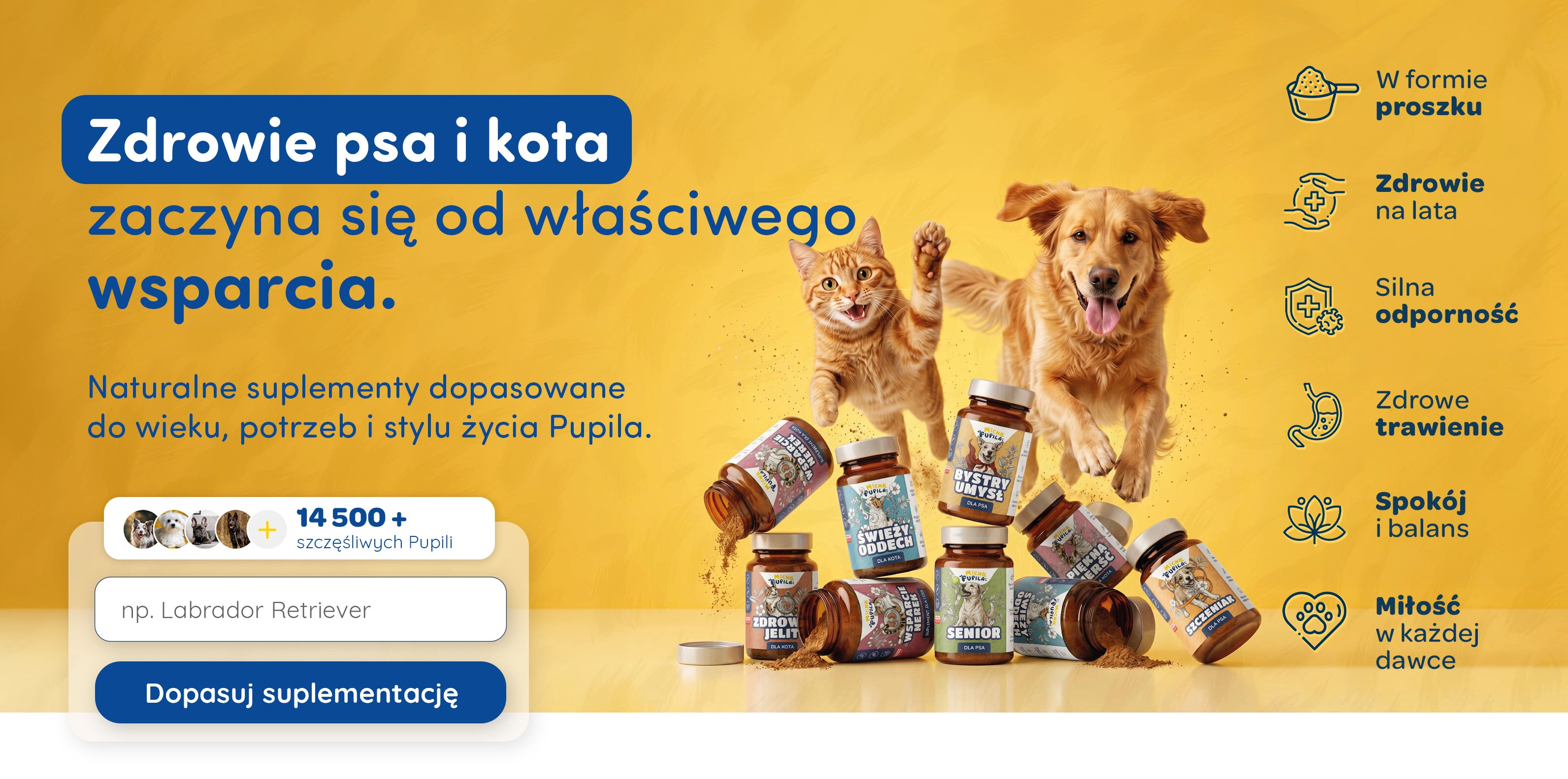 Suplementy dla psa i kota — dobierz zestaw w konfiguratorze Micha Pupila