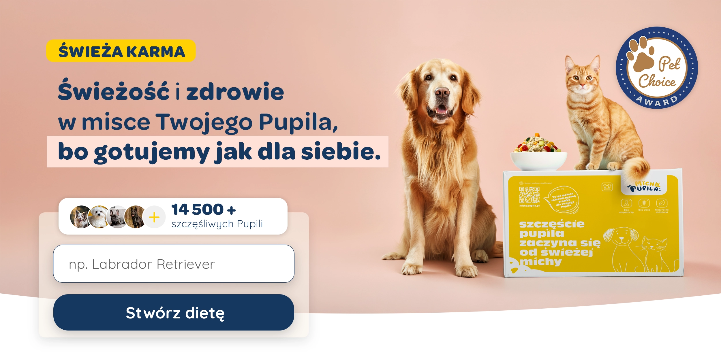 Świeża karma dla psa i kota — Micha Pupila